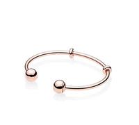 QPASRLAL Braccialetto Uomo 925 Silver Rose Golden Moments Open & Silvery Snake Catena Bracciale Bracciale Aperto Bianco Aperto Zircone Banco Braccialetto Donna(PDB094,17.5cm)