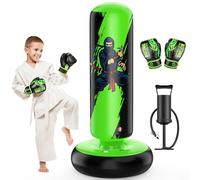 QPAU Sacco da boxe per bambini, 167 cm, stabile, gonfiabile, con guantoni da boxe, supporto per bambini e bambine dai 6 ai 12 anni, set da boxe per praticare karate, taekwondo, MMA