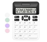 QpenguinBabies Calcolatrice scientifica bianca, display LCD a 12 cifre, doppia alimentazione (batteria e solare), ufficio, casa, scuola