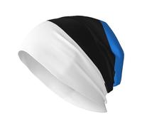 QPIPGER Bandiera dell'Estonia Stampa Adulto Beanie Cappello in Maglia per Donne Uomini Casual Copricapo Caldo Slouchy Skull Cap Cappello Inverno Nero