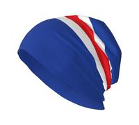 QPIPGER Bandiera dell'Islanda Stampa Adulto Beanie Cappello in Maglia per Donne Uomini Casual Copricapo Caldo Slouchy Skull Cap Cappello Inverno Nero