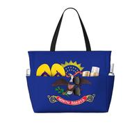 QPIPGER Borsa da viaggio da donna con stampa della bandiera del Nord Dakota Stato grande borsa da viaggio impermeabile a prova di sabbia con tasche con cerniera