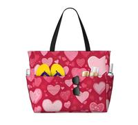 QPIPGER Borsa da viaggio per la spiaggia con stampa di San Valentino per le donne impermeabile a prova di sabbia borsa tote con tasche con cerniera