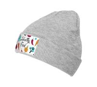 QPIPGER Healthy Food Print Beanie Hat Slouchy Knit Skull Cap Caldo Uomini Donne Inverno Cuffed Classico Moda Plain Hat, grigio, Taglia unica