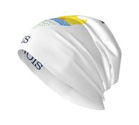 QPIPGER Illinois State Flag Print Adult Beanie Knit Hat for Women Men Casual Headwear Caldo Slouchy Skull Cap Cappello invernale Nero