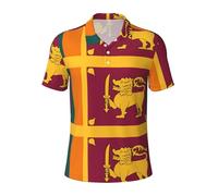 QPIPGER Maglietta da golf da uomo con stampa bandiera dello Sri Lanka, polo casual da uomo, a maniche corte, alla moda, per uomo, Nero , XL