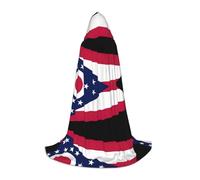 QPIPGER Ohio State Flag Print Costume di Halloween Mantello con Cappuccio Mantello per Uomo Donna Festa Cosplay Mago Strega Vichinga Robe L