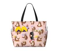 QPIPGER Simpatica borsa da viaggio con stampa di bradipo grande da donna, impermeabile, a prova di sabbia, con tasche con cerniera