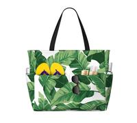 QPIPGER Simpatica borsa da viaggio con stampa di foglie di palma verde grande per le donne impermeabile a prova di sabbia borsa tote con tasche con cerniera