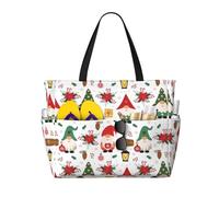 QPIPGER Simpatica borsa da viaggio con stampa di gnomi, da donna, impermeabile, a prova di sabbia, con tasche con cerniera