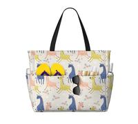 QPIPGER Simpatica giraffa stampa grande borsa da viaggio da spiaggia per le donne impermeabile a prova di sabbia borsa tote con tasche con cerniera