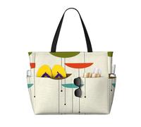 QPIPGER Stampa moderna di metà secolo grande borsa da viaggio da spiaggia per le donne impermeabile a prova di sabbia borsa tote con tasche con cerniera