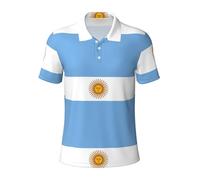 QPIPGER T-shirt da golf da uomo con stampa bandiera argentina divertente maglietta casual elasticizzata polo da uomo a maniche corte alla moda per uomo, Nero , L
