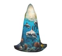 QPIPGER Underwater World1 - Mantello con cappuccio per costume di Halloween, unisex, per feste, cosplay, strega, strega, vichingo, taglia S