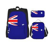 QPIPGER Zaino casual con stampa bandiera australiana combinata con portapranzo termico e astuccio per matite, borsa Oxford 3 in 1