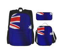 QPIPGER Zaino casual con stampa bandiera australiana combinata con portapranzo termico e astuccio per matite, borsa Oxford 3 in 1