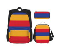 QPIPGER Zaino casual con stampa bandiera dell'Armenia con portapranzo termico e astuccio per matite, borsa Oxford 3 in 1