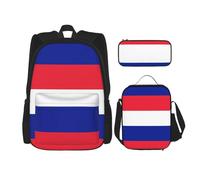 QPIPGER Zaino casual con stampa bandiera francese, con portapranzo termico e astuccio per matite, borsa Oxford 3 in 1