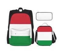 QPIPGER Zaino casual con stampa bandiera italiana, con portapranzo termico e astuccio per matite, borsa Oxford 3 in 1