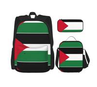 QPIPGER Zaino casual con stampa della bandiera della Palestina, con portapranzo termico e astuccio per matite, borsa Oxford 3 in 1