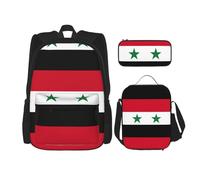 QPIPGER Zaino casual con stampa della bandiera della Repubblica Araba Siriana, con portapranzo termico e astuccio, borsa Oxford 3 in 1