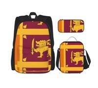 QPIPGER Zaino casual con stampa della bandiera dello Sri Lanka con portapranzo termico e set di astuccio, borsa Oxford 3 in 1