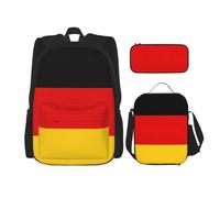QPIPGER Zaino casual con stampa della bandiera tedesca, con portapranzo termico e astuccio per matite, borsa Oxford 3 in 1