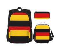 QPIPGER Zaino casual con stampa della bandiera tedesca, con portapranzo termico e astuccio per matite, borsa Oxford 3 in 1