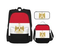 QPIPGER Zaino casual con stampa di bandiera egiziana, con portapranzo termico e astuccio, borsa Oxford 3 in 1