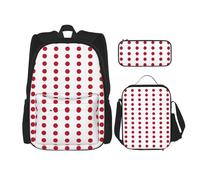 QPIPGER Zaino casual con stampa di bandiera giapponese, con portapranzo termico e astuccio per matite, borsa Oxford 3 in 1