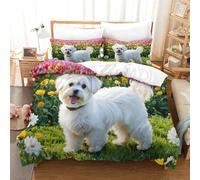 QPIRINMEX 3D Copripiumini Cane maltese Set Di Biancheria Da Letto Decorazione Morbida Microfibra Per Interni, Regali Per Bambini Adulti King（220x240cm）