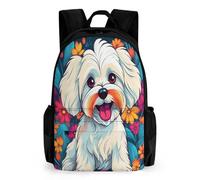 QPIRINMEX Cane maltese Zaino Per Bambini,Zaini Bambini Asilo,Cane Ragazzi Borsa Per La Scuola Per Ragazze,Zaino Per Bambino,Zaino Da Viaggio Alla Moda 42x30.5cm