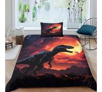 QPIRINMEX Dinosauro Set Copripiumino 3d Con Stampa Effetto Trapuntato, Set Letto Matrimoniale in Morbida Single（135x200cm）