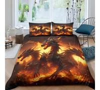 QPIRINMEX Drago Volante Bedding Set Copripiumino 3D Stampato Design Unico Per Bambini - Morbida Microfibra - Double(200x200cm)
