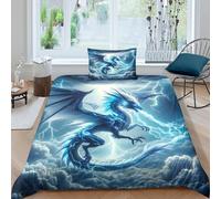 QPIRINMEX Drago Volante Set Copripiumino 3D Stampato Microfibra Morbida - Perfetto Per Adulti E Bambini,Single(135x200cm)