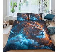 QPIRINMEX Leone Bedding Set Copripiumino 3D Stampato Animal Microfibra Morbida,Completo Di Federe Cuscino,Adatto Per Tutte Le Età,Double（200x200cm）