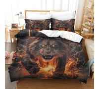 QPIRINMEX Leone Set Copripiumino 3D Animal Per Bambini, in Microfibra Ultra Morbida, Con Copripiumino Per Letto Matrimoniale King(220x240cm)