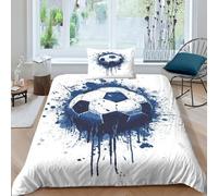 QPIRINMEX Modello di pallone da calcio Set Copripiumino Letto Singolo 3D Stampato Design Unico Per Ragazzi - Morbida Microfibra -Single(135x200cm)