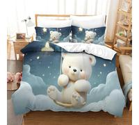 QPIRINMEX Orsetto Copripiumino Stampato Con Chiusura A Cerniera Per Biancheria Da Letto, in Morbida Microfibra Single(140x200cm)