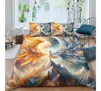 QPIRINMEX Phoenix Copripiumino Matrimoniale in Microfibra Morbida Set Biancheria Da Letto 3D Stampato Con Federe Cuscino Double(200x200cm)