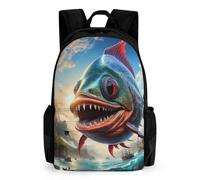 QPIRINMEX Piranha Bookbags Stampato in 3D Zaini Per La Scuola Ragazzi Ragazze Zaino Personalizzato Zaino Per La Scuola Studente Primario Kids Bookbag 17pollici