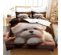 QPIRINMEX Set Di Biancheria Da Letto Per Cane maltese Con Stampa 3D, Copripiumino Con Cerniera, Biancheria Da Letto Per Ragazzi E Ragazze King(220x240cm)