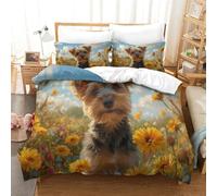 QPIRINMEX Yorkshire Terrier Cane Copripiumino Matrimoniale in Microfibra Morbida Set Biancheria Da Letto 3D Stampato Con Federe Cuscino Super King(260x220cm)