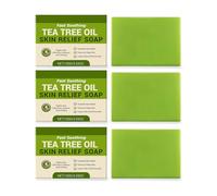 QPJUVC Tea Tree Oil Soap Bar, 100 g Natural Plant Based Bar Soap - Deep Cleansing Face & Body Wash con olio d'oliva e olio di cocco, controllo dell'odor Refreshing Cleanse, Sweat Removal & Soothes