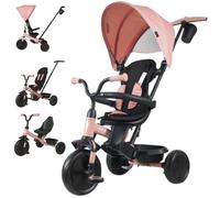Qplay Triciclo Evolutivo Elite Platinum 6 in 1 con sedile girevole a 360° | per bambini da 10 a 36 mesi - Controllo genitori, Capottiera XL, Poggiapiedi e telaio metallico - Colori grigio, verde e