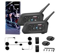 QPLOVE V6 PRO Interfono Moto, Kit Interfono per 2 Casco Auricolari con Cancellazione del Rumore, Distanza 1Km, Sistema di Comunicazione Moto Universale IP67 Impermeabile (Nero-Due)
