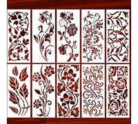 Qpout 10 pezzi Stencil per bordi floreali grandi, 11,8x5,9 pollici Stencil per angoli per dipingere su pareti, Modello di pittura con totem floreale