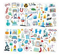 Qpout 10pcs Scienza Tatuaggio Temporaneo per I Bambini, Divertente Laboratorio di Scienze Adesivi, Educativo Futuro Mad Scientist Festa di Compleanno Favore Decorazione per Adolescenti