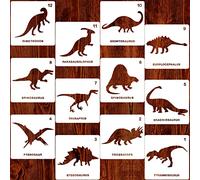 Qpout 12 Modelli di Stencil per Pittura per Dinosauri, Stencil per Pittura riutilizzabili in plastica per disegnare su Legno, Biglietti di Auguri, Album, Album, quaderno, diario, Decorazioni per casa
