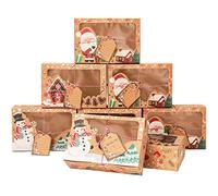 Qpout 12Pack Christmas Candy Boxes, Christmas Gift Boxes Xmas Favor Bags for Christmas Party Favor Supplies